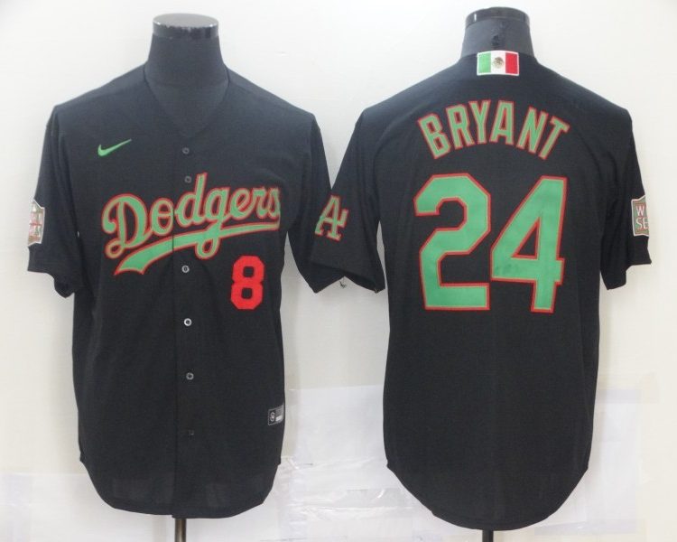 Men's Los Angeles Dodgers Kobe Bryant #8-24 Black Stitched Jersey