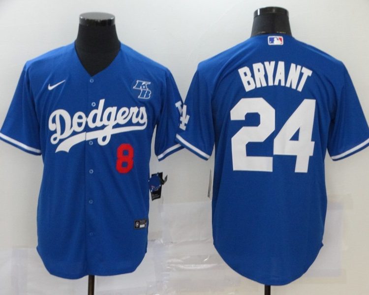 Men's Los Angeles Dodgers Kobe Bryant #8-24 Blue Baseball Jersey