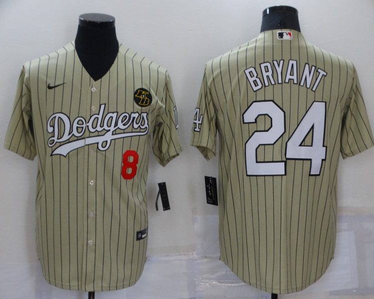 Men's Los Angeles Dodgers Kobe Bryant #8-24 Gold Baseball Jersey