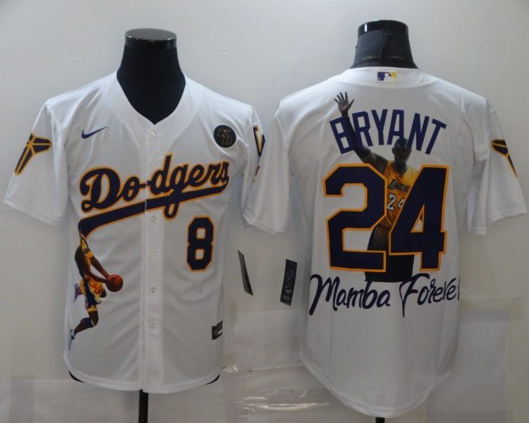Men's Los Angeles Dodgers Kobe Bryant #8-24 White Jersey