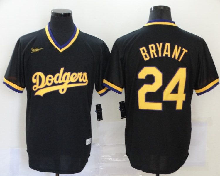 Men's Los Angeles Dodgers Kobe Bryant Black Baseball Jersey