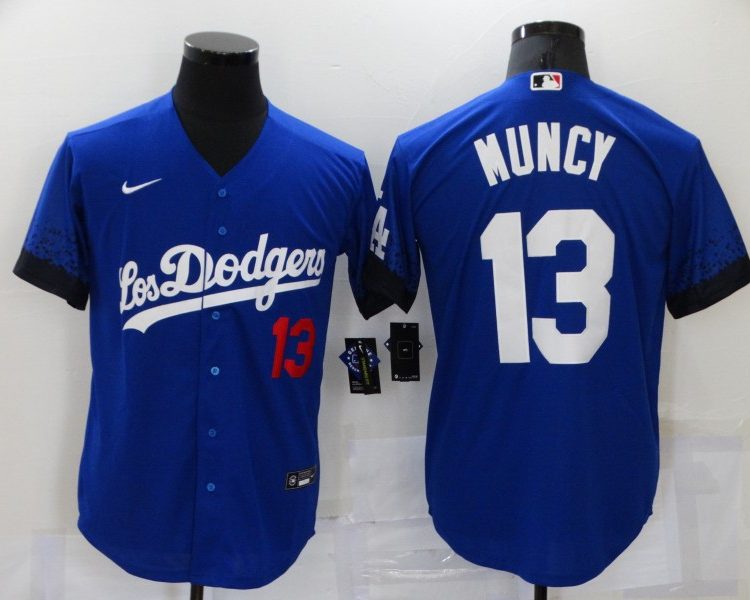 Men's Los Angeles Dodgers Max Muncy #13 Blue Stitched Jersey