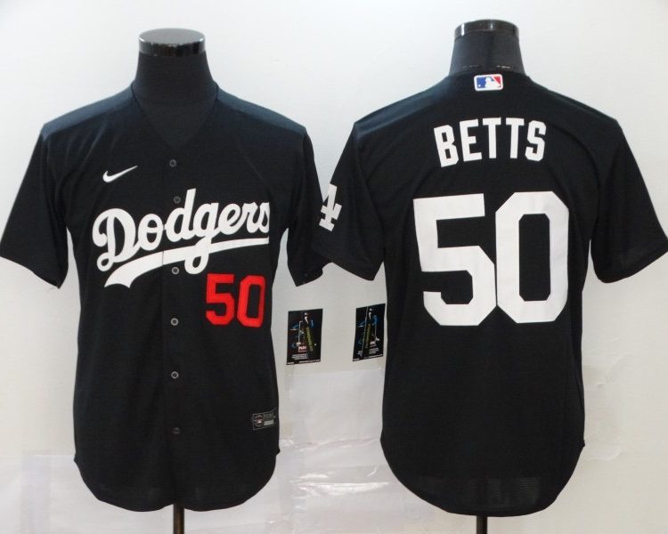 Men's Los Angeles Dodgers Mookie Betts #50 Black Stitched Jersey