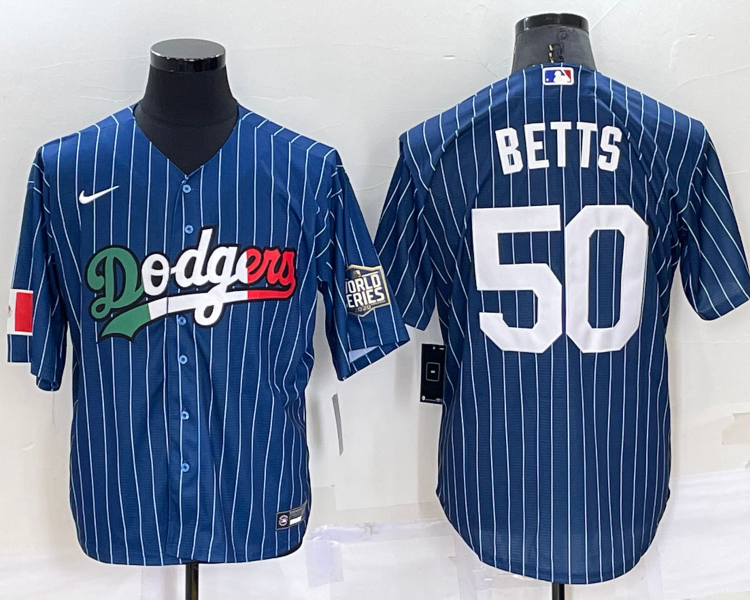 Men's Los Angeles Dodgers Mookie Betts #50 Blue Stitched Baseball Jersey