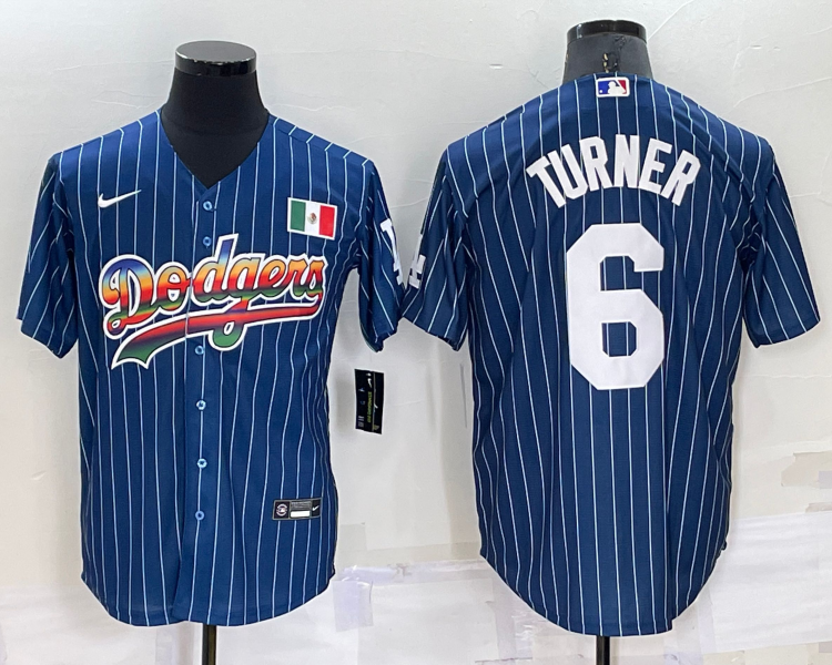Men's Los Angeles Dodgers Trea Turner #6 Blue Stitched Jersey