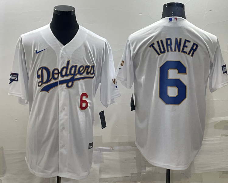 Men's Los Angeles Dodgers Trea Turner #6 White Jersey