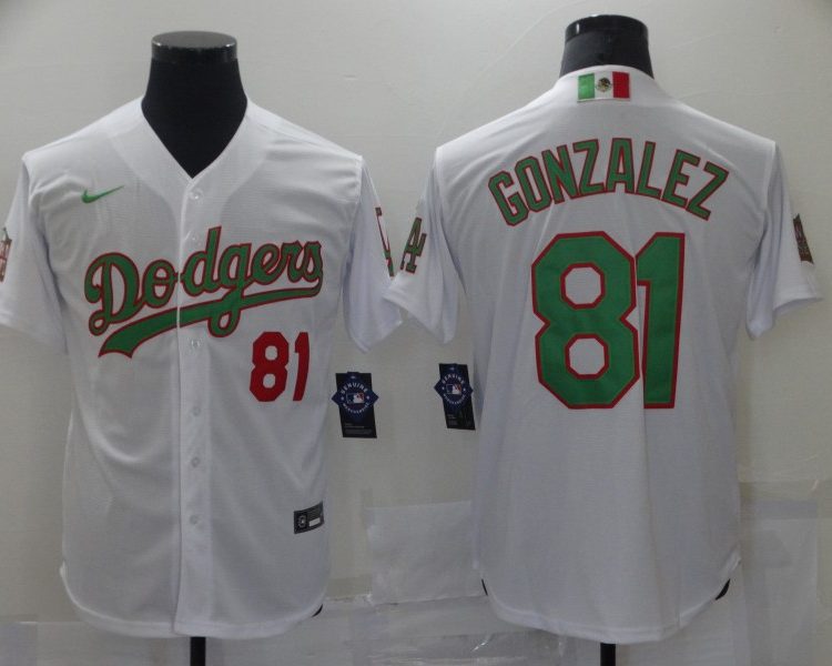 Men's Los Angeles Dodgers Victor Gonzalez #81 White Stitched Jersey