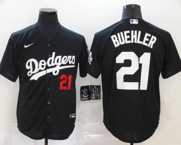 Men's Los Angeles Dodgers Walker Buehler #21 Black Stitched Jersey