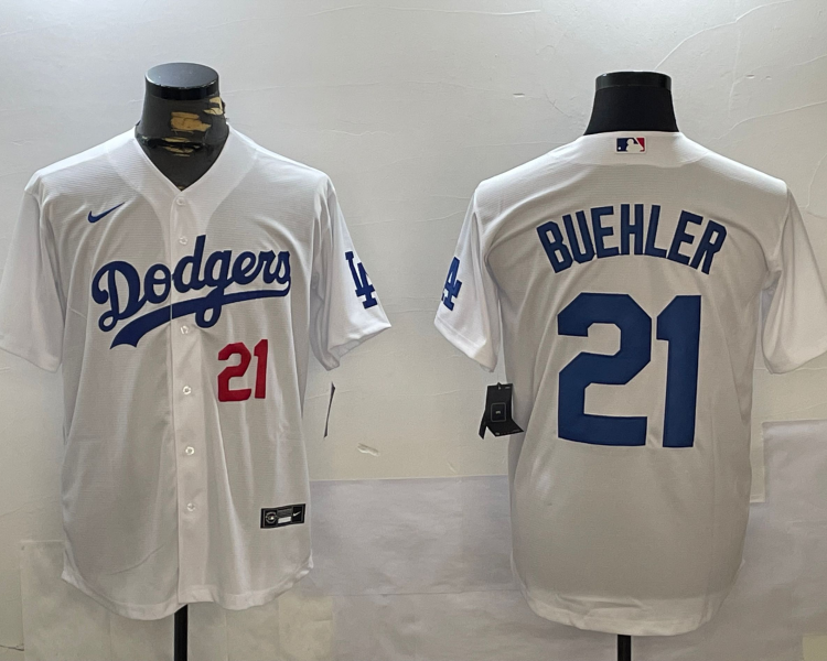 Men's Los Angeles Dodgers Walker Buehler #21 White Baseball Jersey