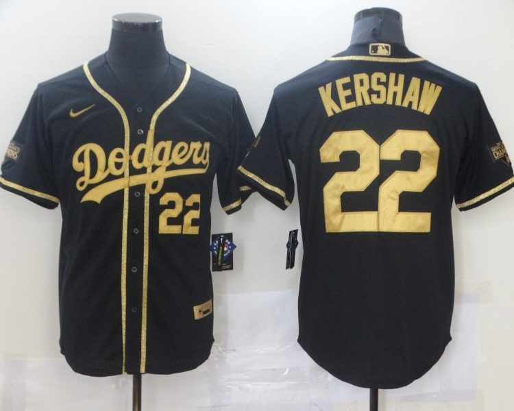 Men's Los Angeles Dodgers Clayton Kershaw #22 Black Authentic Jersey