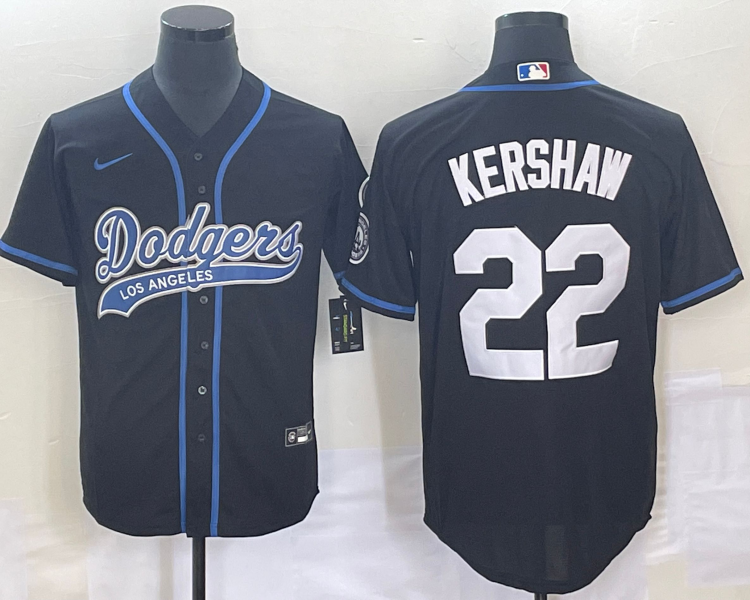 Men's Los Angeles Dodgers Clayton Kershaw #22 Black Jersey Joint Edition