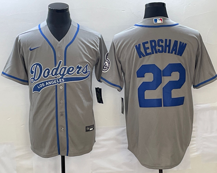 Men's Los Angeles Dodgers Clayton Kershaw #22 Gray Jersey Joint Edition