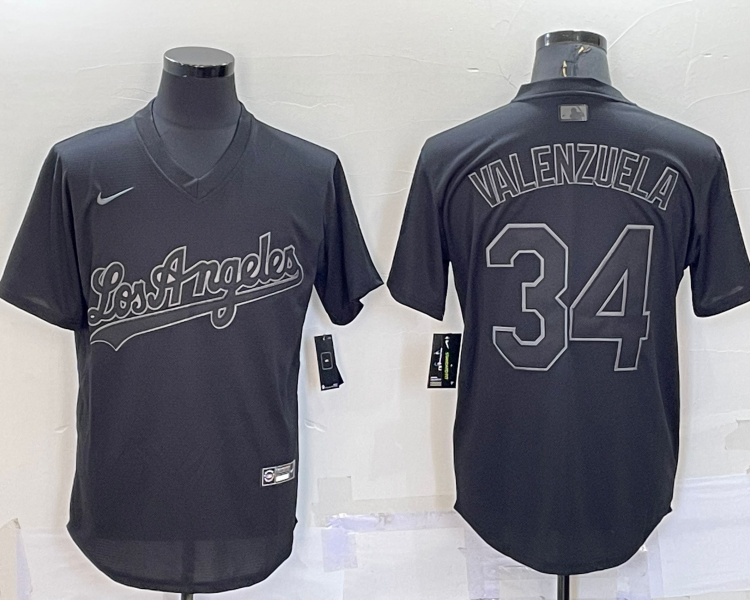 Men's Los Angeles Dodgers Fernando Valenzuela #34 Black Alternate Jersey