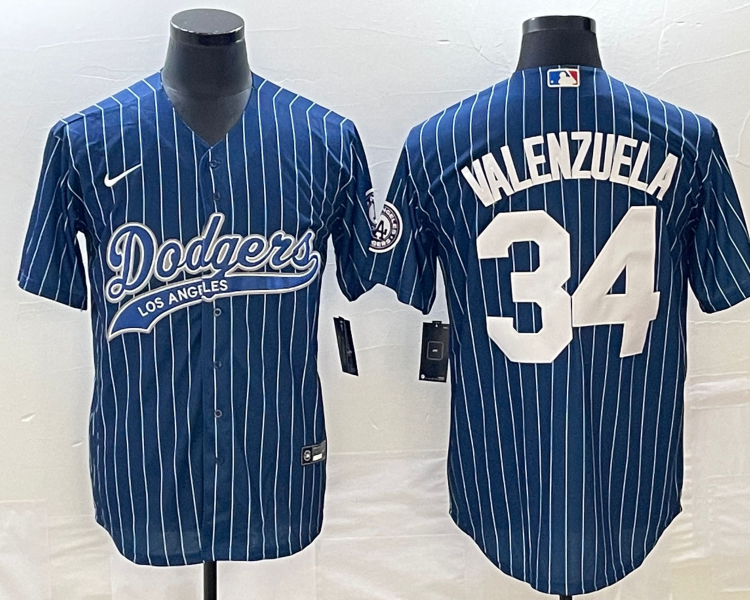 Men's Los Angeles Dodgers Fernando Valenzuela #34 Blue Jersey Joint Edition