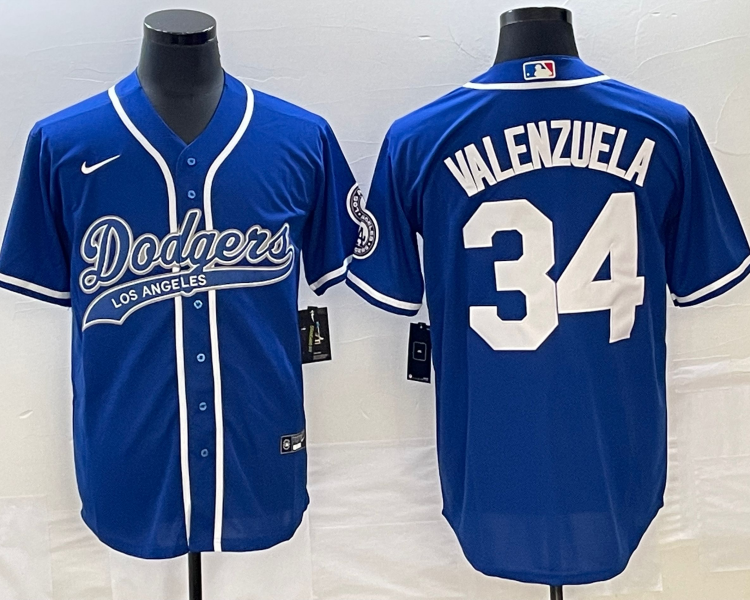Men's Los Angeles Dodgers Fernando Valenzuela #34 Royal Jersey Joint Edition