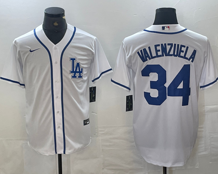 Men's Los Angeles Dodgers Fernando Valenzuela #34 White Limited Jersey