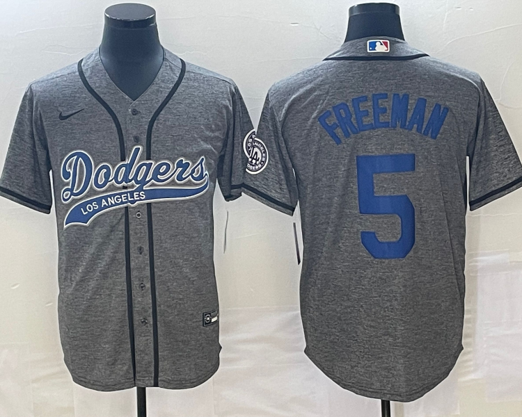 Men's Los Angeles Dodgers Freddie Freeman #5 Gray Jersey Joint Edition