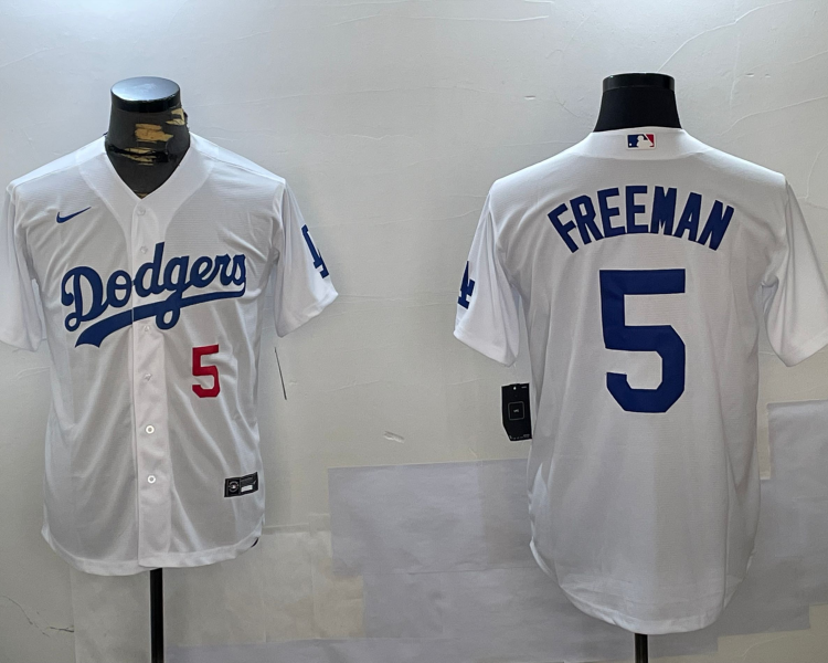Men's Los Angeles Dodgers Freddie Freeman #5 White Jersey