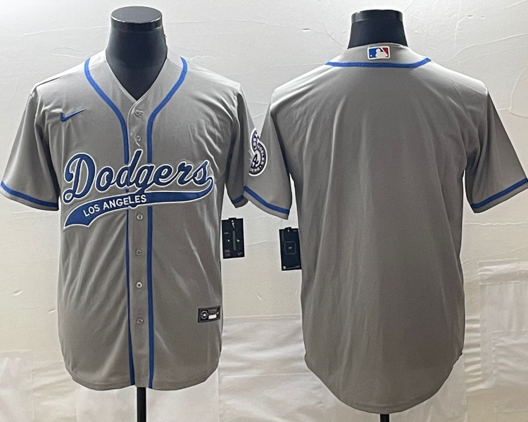 Men's Los Angeles Dodgers Gray Blank Jersey Joint Edition