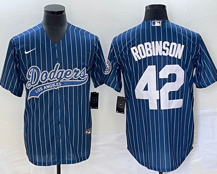 Men's Los Angeles Dodgers Jackie Robinson #42 Blue Jersey Joint Edition