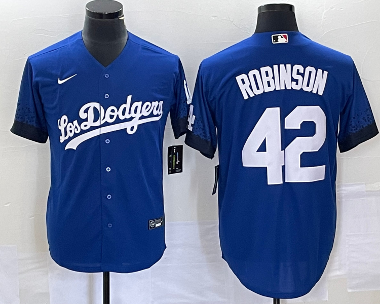 Men's Los Angeles Dodgers Jackie Robinson #42 Royal City Connect Jersey