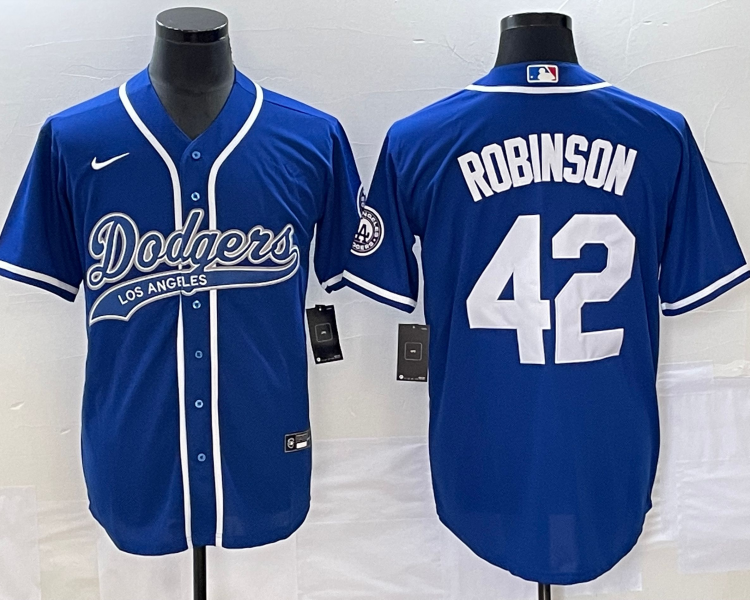 Men's Los Angeles Dodgers Jackie Robinson #42 Royal Jersey Joint Edition