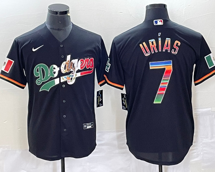 Men's Los Angeles Dodgers Julio Urias #7 Black Alternate Jersey