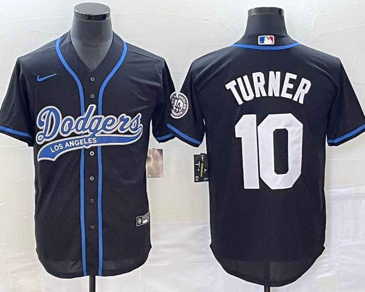 Men's Los Angeles Dodgers Justin Turner #10 Black Jersey Joint Edition