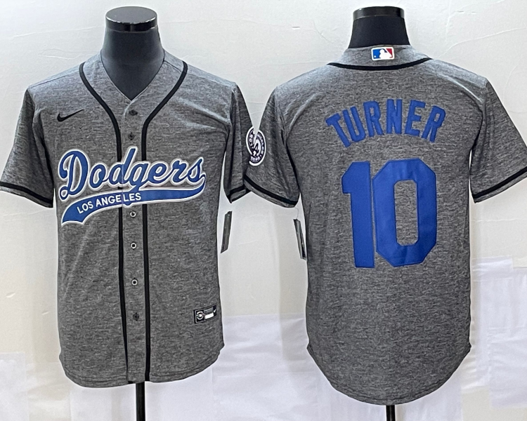 Men's Los Angeles Dodgers Justin Turner #10 Gray Jersey Joint Edition