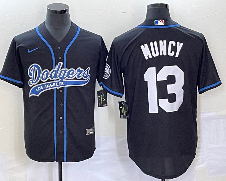 Men's Los Angeles Dodgers Max Muncy #13 Black Jersey Joint Edition