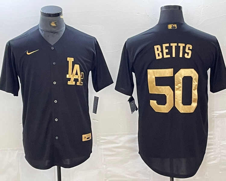 Men's Los Angeles Dodgers Mookie Betts #50 Black Limited Jersey
