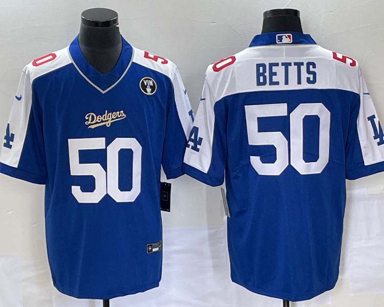 Men's Los Angeles Dodgers Mookie Betts #50 Blue Alternate Jersey
