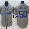 Men's Los Angeles Dodgers Mookie Betts #50 Gray Jersey Joint Edition