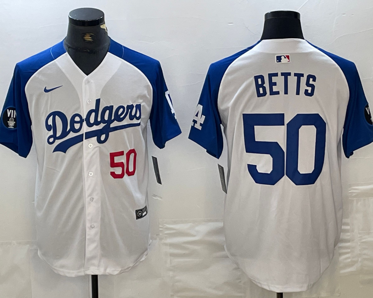 Men's Los Angeles Dodgers Mookie Betts #50 White Limited Jersey
