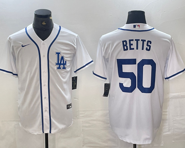 Men's Los Angeles Dodgers Mookie Betts #50 White Limited Jersey