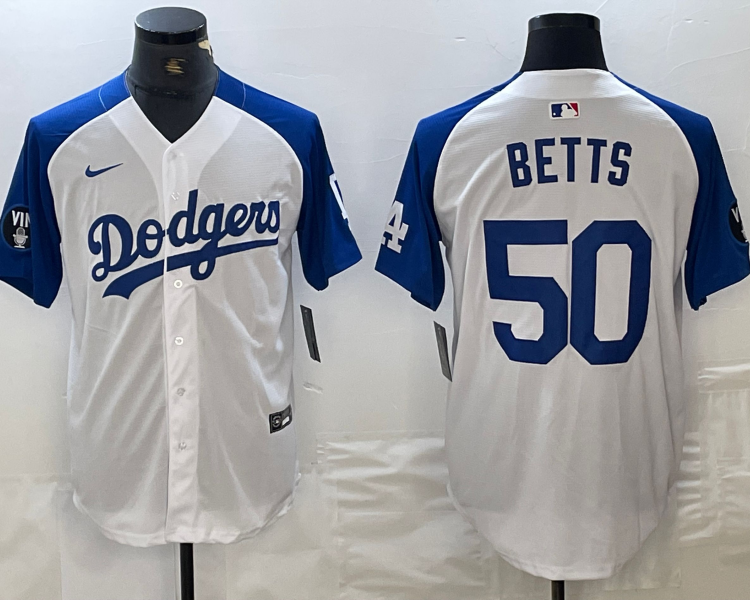 Men's Los Angeles Dodgers Mookie Betts #50 White Limited Jersey