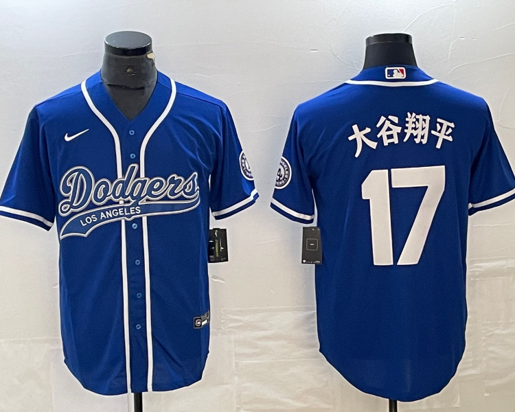 Men's Los Angeles Dodgers Shohei Ohtani #17 Blue Jersey Joint Edition