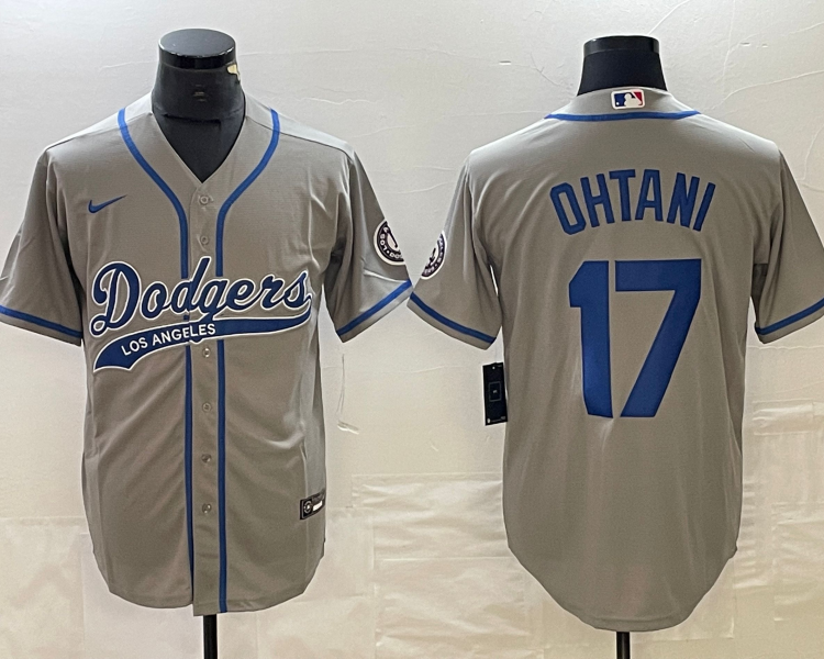 Men's Los Angeles Dodgers Shohei Ohtani #17 Gray Jersey Joint Edition