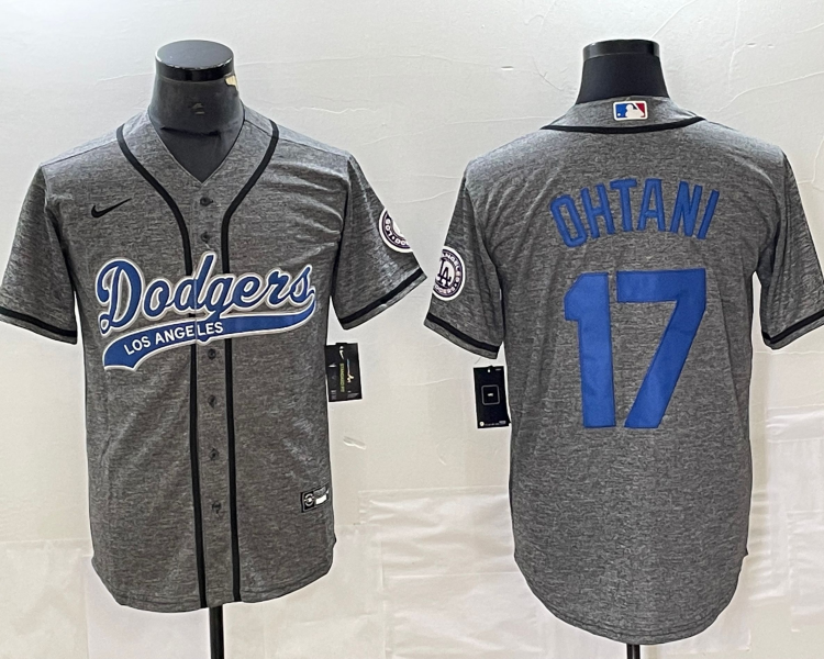 Men's Los Angeles Dodgers Shohei Ohtani #17 Gray Jersey Joint Edition