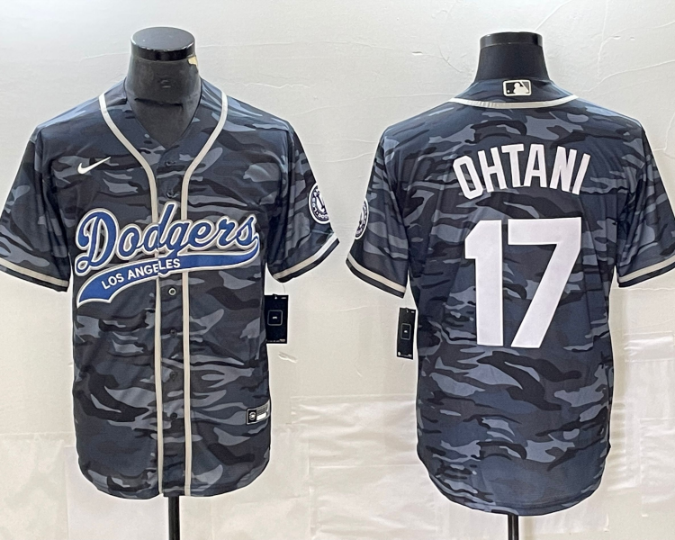 Men's Los Angeles Dodgers Shohei Ohtani #17 Grey Camouflage Jersey Joint Edition