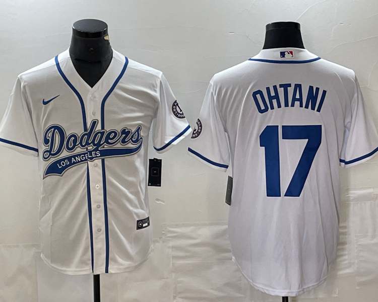 Men's Los Angeles Dodgers Shohei Ohtani #17 White Jersey Joint Edition