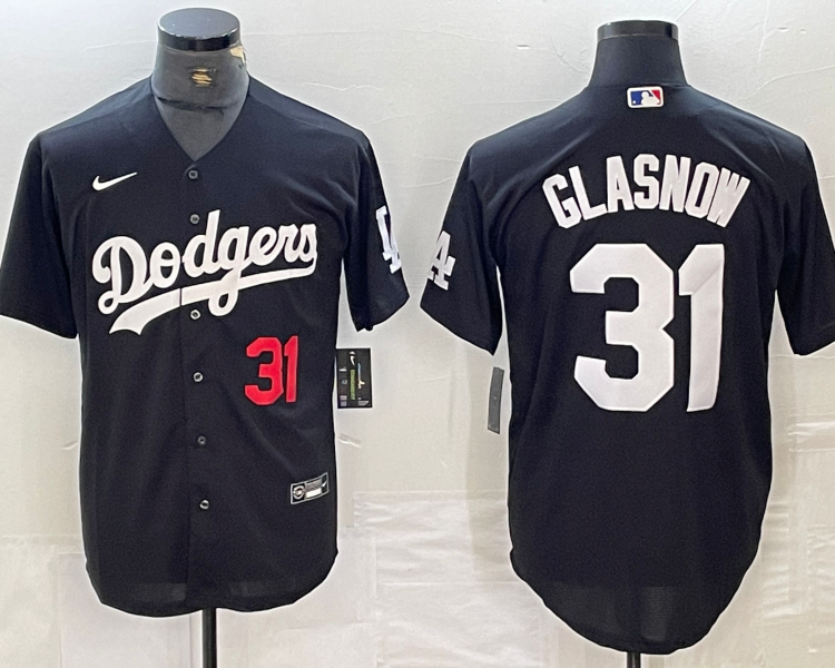 Men's Los Angeles Dodgers Tyler Glasnow #31 Black Jersey