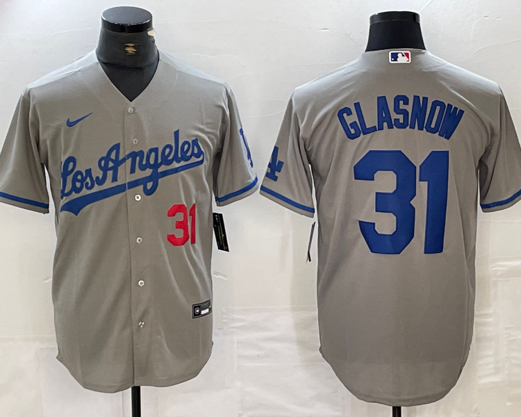 Men's Los Angeles Dodgers Tyler Glasnow #31 Gray Jersey