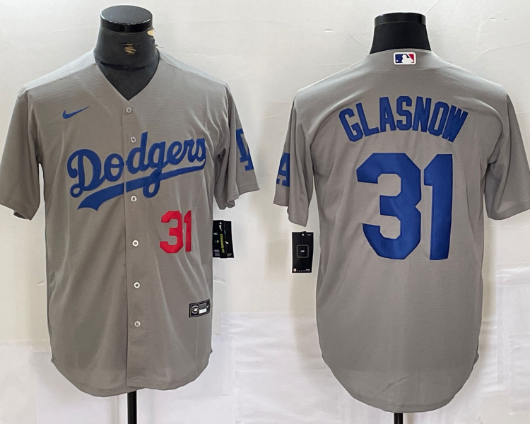 Men's Los Angeles Dodgers Tyler Glasnow #31 Gray Jersey