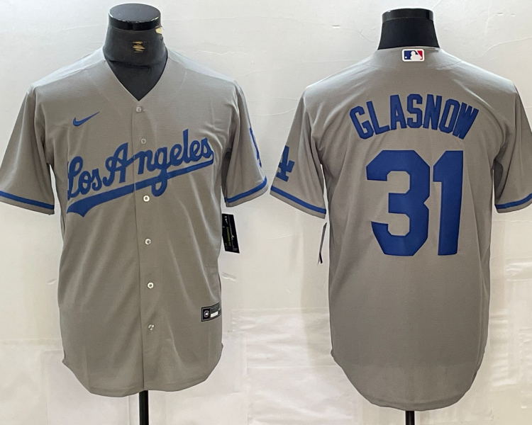 Men's Los Angeles Dodgers Tyler Glasnow #31 Gray Jersey