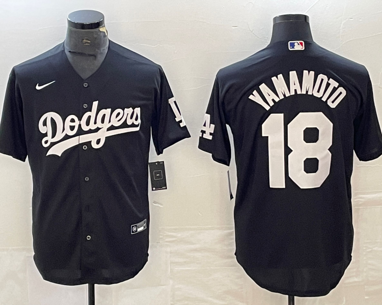 Men's Los Angeles Dodgers Yoshinobu Yamamoto #18 Black Jersey