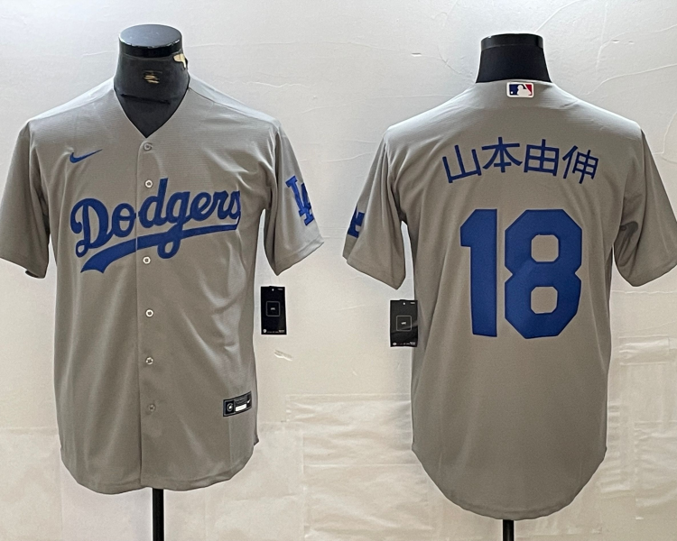 Men's Los Angeles Dodgers Yoshinobu Yamamoto #18 Gray Alternate Jersey