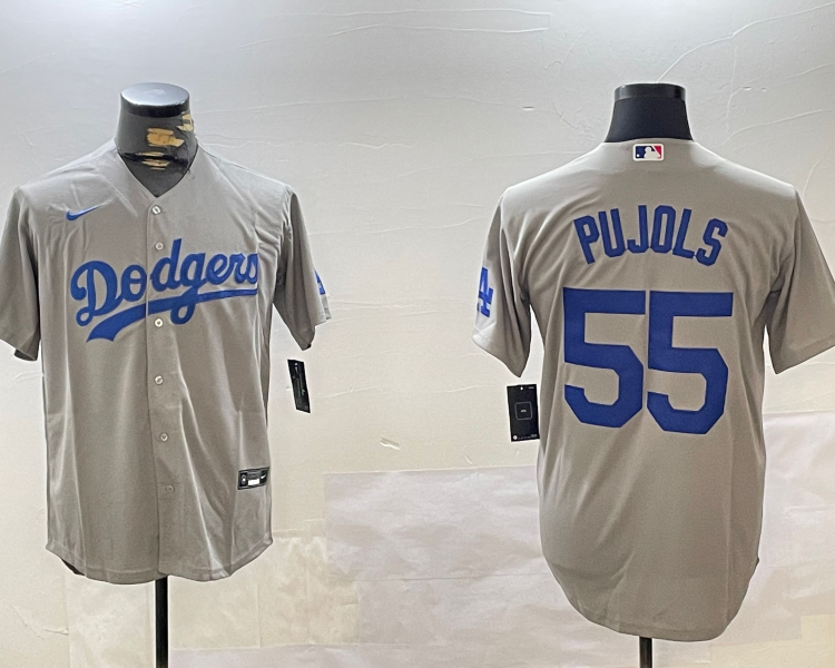 Men's Los Angeles Dodgers Albert Pujols #55 Gray Jersey