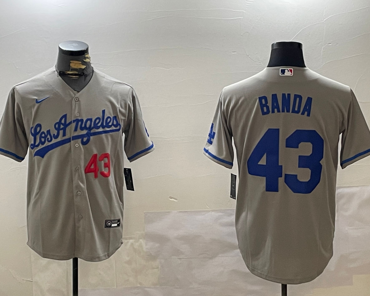 Men's Los Angeles Dodgers Anthony Banda #43 Gray Jersey