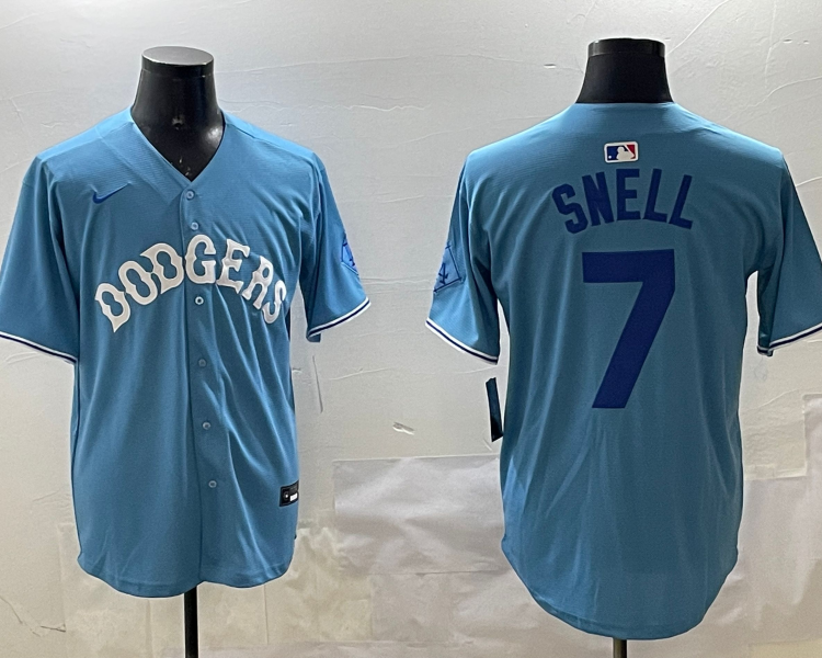 Men's Los Angeles Dodgers Blake Snell #7 Light Blue Jersey